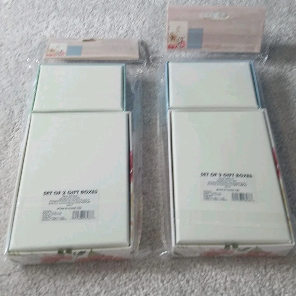 Floral Decorative Gift Boxes Set of 2 Small & 2 Large w Lids 